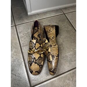 Tory Burch Snake Embossed Leather Loafer Chain Detail Women Shoes Size 5.5